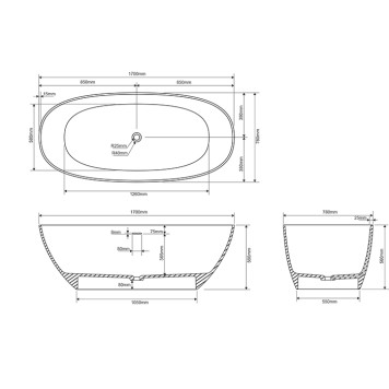 Dea Design Edge Ванна 170х78хh56см., отдельностоящая, цвет: белый. DD8928 1700 18-1