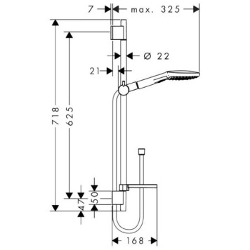 Hansgrohe Raindance Select E Душевой набор: штанга 65см, ручной душ 120, 3jet (Rain, RainAir, WhirlAir), мыльница, шланг, цвет: белый/хром-1