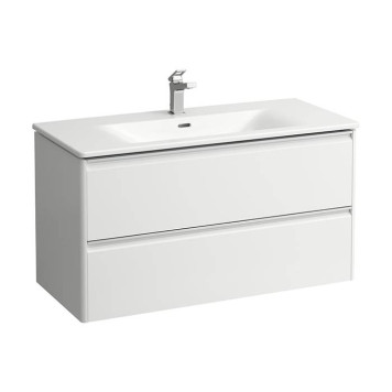 Laufen Palace Комплект мебели 100х45х54.5см, с раковиной Slim, 2 ящика, органайзер для ящика, ручка анодированный алюминий, цвет: белый матовый. 8.6070.7.260.104.1