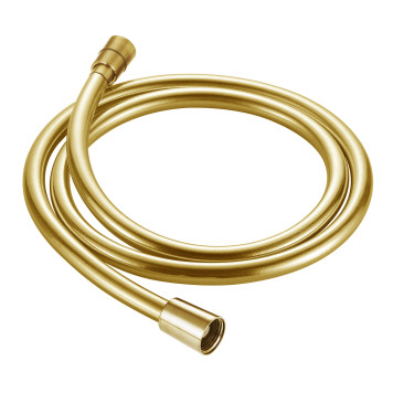 AQM1502GG Шланг душевой, ПВХ, 1500 мм, с латун конич гайкой и защитой от скруч, золото AQM1502GG
