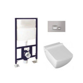 Комплект унитаз   инсталляция   клавиша, ISVEA, Purita, подвесной, шгв 345-550-400, цвет-белый/хром глянцевый