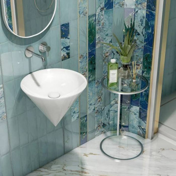 Kerama Marazzi Cono Раковина 44.5х44.5х35см., подвесная, без отв., без перелива, цвет: белый глянцевый-3