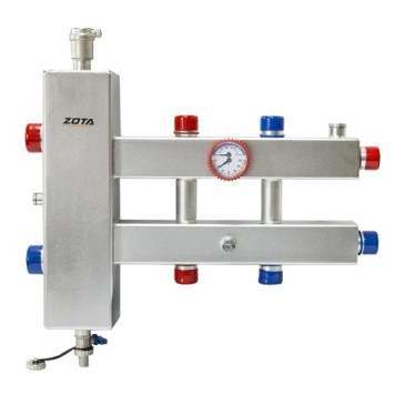 Гидроразделитель нерж. с коллектором горизонтальный, двухсторонний, 3 контура