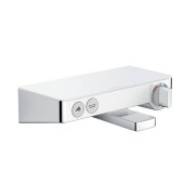 Hansgrohe Ecostat Select Термостат настенный для ванны на 2 источника, с изливом 192мм, с полочкой из безопасного стекла, цвет: белый/хром. 13151400