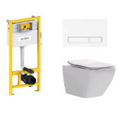 Комплект, ELSEN, E16, унитаз подвесной, шгв 360-530-365   инсталляция   клавиша смыва, цвет унитаза-белый, цвет клавиши-белый