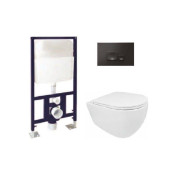 Комплект унитаз   инсталляция   клавиша, ISVEA, Infinity, подвесной, шгв 365-530-400, цвет-белый/черный