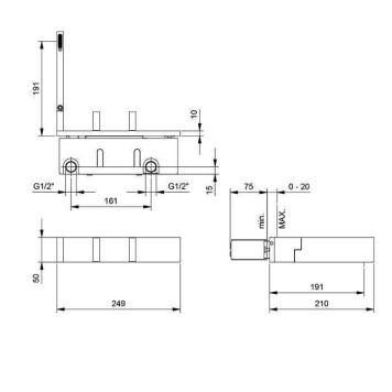 Fantini AK/25 Смеситель для раковины, встраиваемый, наружная часть, цвет: Matt Gun Metal PVD-1