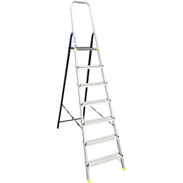 Стремянка комбинированная усиленная Алюмет алюминиевая со стальной задней ногой 7ст АМS7807