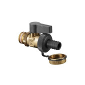 Кран шаровой, Oventrop, Optiflex KFE, DN-15, 1/2, Н, ручка-с ограничителем, латунь, со штуцером для шланга (мягкое уплотнение) и колпачком