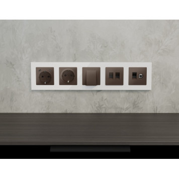 Розетка двойная Ethernet RJ-45 и со шторками, без рамки Ambrella Volt ALFA MA642110-1