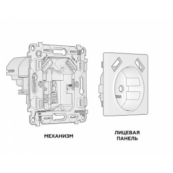 Розетка с заземлением и со шторкой и 2хUSB type A, без рамки Ambrella Volt Quant MA909010-2