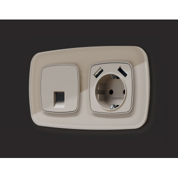 Розетка Ethernet RJ-45 и со шторками, без рамки Ambrella Volt OMEGA MO372005-1