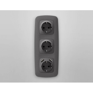 Накладка для розетки с заземлением и со шторками и 2хUSB type A Ambrella Volt Quant OP6590-1
