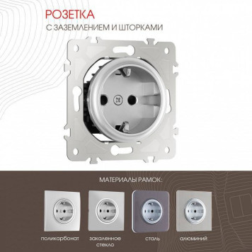 Розетка с заземлением и со шторкой, без рамки Arte Milano am-202 202.40-1.silver-1