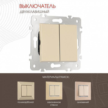 Выключатель двухклавишный без рамки Arte Milano 203 203.30-2.shampan-1