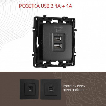 Розетка USB, без рамки Arte Milano am-217 217.46-1.black-1