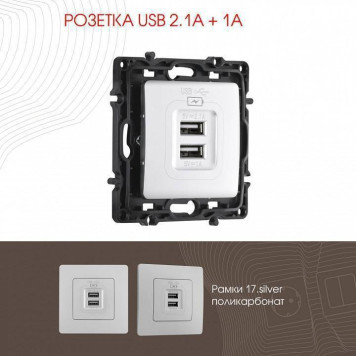 Розетка USB, без рамки Arte Milano am-217 217.46-1.silver-1