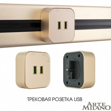 Розетка 2xUSB на треке Arte Milano Am-track-sockets 380022TS/USBx2 Gold-4