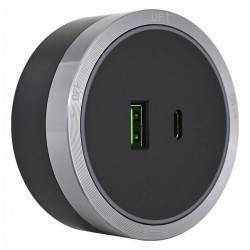 Розетка USB и type C на треке Arte Milano Am-track-sockets 380066TS LED/USB-Type-C Grey