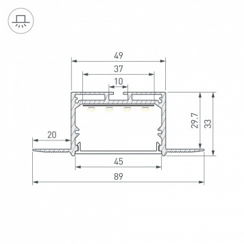 Профиль встраиваемый Arlight LINIA45 059471-2