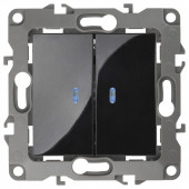 Выключатель двухклавишный с подсветкой без рамки Эра Эра 12 12-1004-06