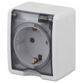 Розетка с заземлением и шторкой, с крышкой Эра Эра Эксперт 11-2402-01