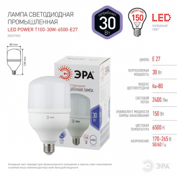 Лампа светодиодная Эра Стандарт LED POWER T100-30W-6500-E27-4