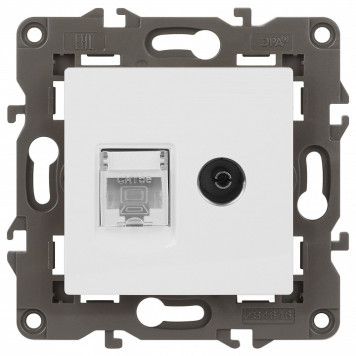 ТВ-розетка и розетка Ethernet RJ-45 без рамки Эра Эра Elegance 14-3110-01