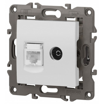 ТВ-розетка и розетка Ethernet RJ-45 без рамки Эра Эра Elegance 14-3110-01-2