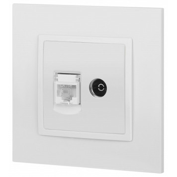 ТВ-розетка и розетка Ethernet RJ-45 без рамки Эра Эра Elegance 14-3110-01-3