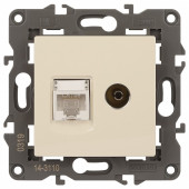 ТВ-розетка и розетка Ethernet RJ-45 без рамки Эра Эра Elegance 14-3110-02