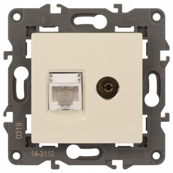 ТВ-розетка и розетка Ethernet RJ-45 без рамки Эра Эра Elegance 14-3110-02