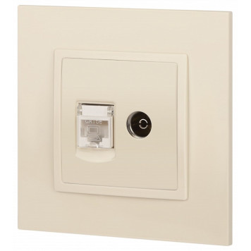 ТВ-розетка и розетка Ethernet RJ-45 без рамки Эра Эра Elegance 14-3110-02-4