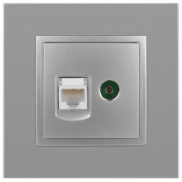 ТВ-розетка и розетка Ethernet RJ-45 без рамки Эра Эра Elegance 14-3110-03-1