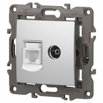 ТВ-розетка и розетка Ethernet RJ-45 без рамки Эра Эра Elegance 14-3110-03-2