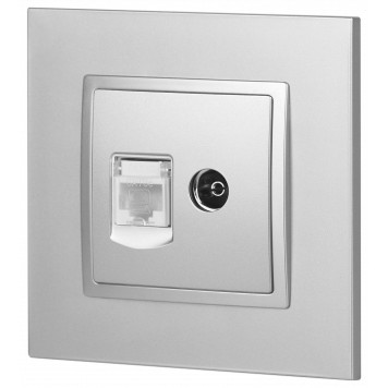 ТВ-розетка и розетка Ethernet RJ-45 без рамки Эра Эра Elegance 14-3110-03-3