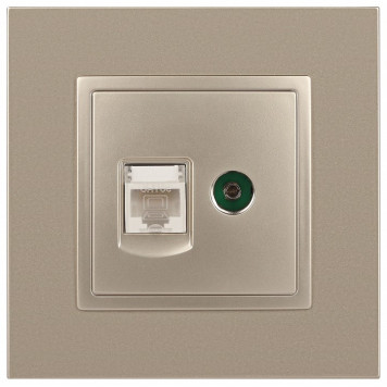 ТВ-розетка и розетка Ethernet RJ-45 без рамки Эра Эра Elegance 14-3110-04-1