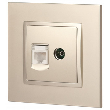 ТВ-розетка и розетка Ethernet RJ-45 без рамки Эра Эра Elegance 14-3110-04-4