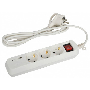 Удлинитель с выключателем Эра UB-3es-1,5m-USB
