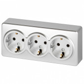Розетка тройная с заземлением и со шторками Эра Эра Эксперт 11-2208-03