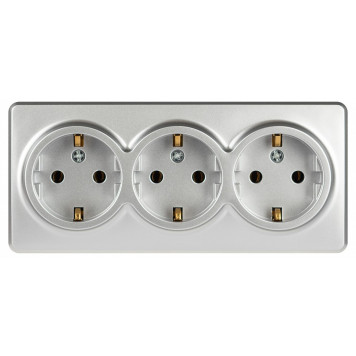 Розетка тройная с заземлением и со шторками Эра Эра Эксперт 11-2208-03-1