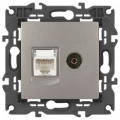 ТВ-розетка и розетка Ethernet RJ-45 без рамки Эра Эра Elegance 14-3110-16