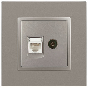 ТВ-розетка и розетка Ethernet RJ-45 без рамки Эра Эра Elegance 14-3110-16-1