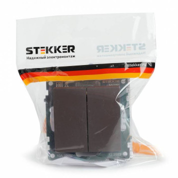 Выключатель двухклавишный без рамки Stekker Катрин 49019-3