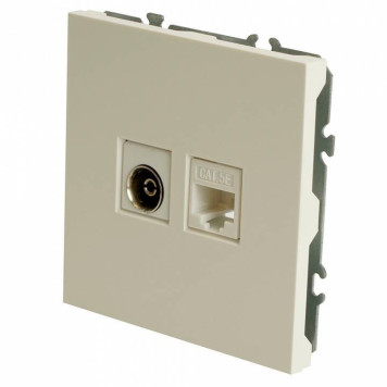 ТВ-розетка и розетка Ethernet RJ-45 без рамки Stekker RST00-5106-01 49872-2