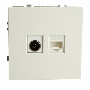 ТВ-розетка и розетка Ethernet RJ-45 без рамки Stekker RST00-5106-01 49872-8