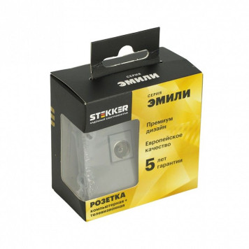 ТВ-розетка и розетка Ethernet RJ-45 без рамки Stekker Эмили 49950-7