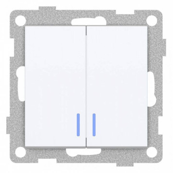 Выключатель двухклавишный с подсветкой без рамки Gusi Electric UGRA С11В28-001