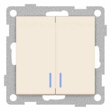 Выключатель двухклавишный с подсветкой без рамки Gusi Electric UGRA С11В28-003