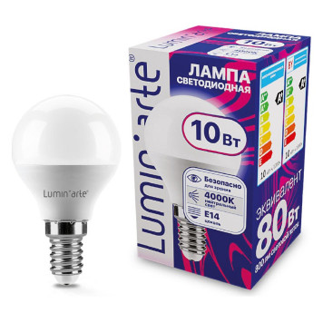 Лампа светодиодная Luminarte E14 10Вт 4000K LSTD-G45-10W4KE14